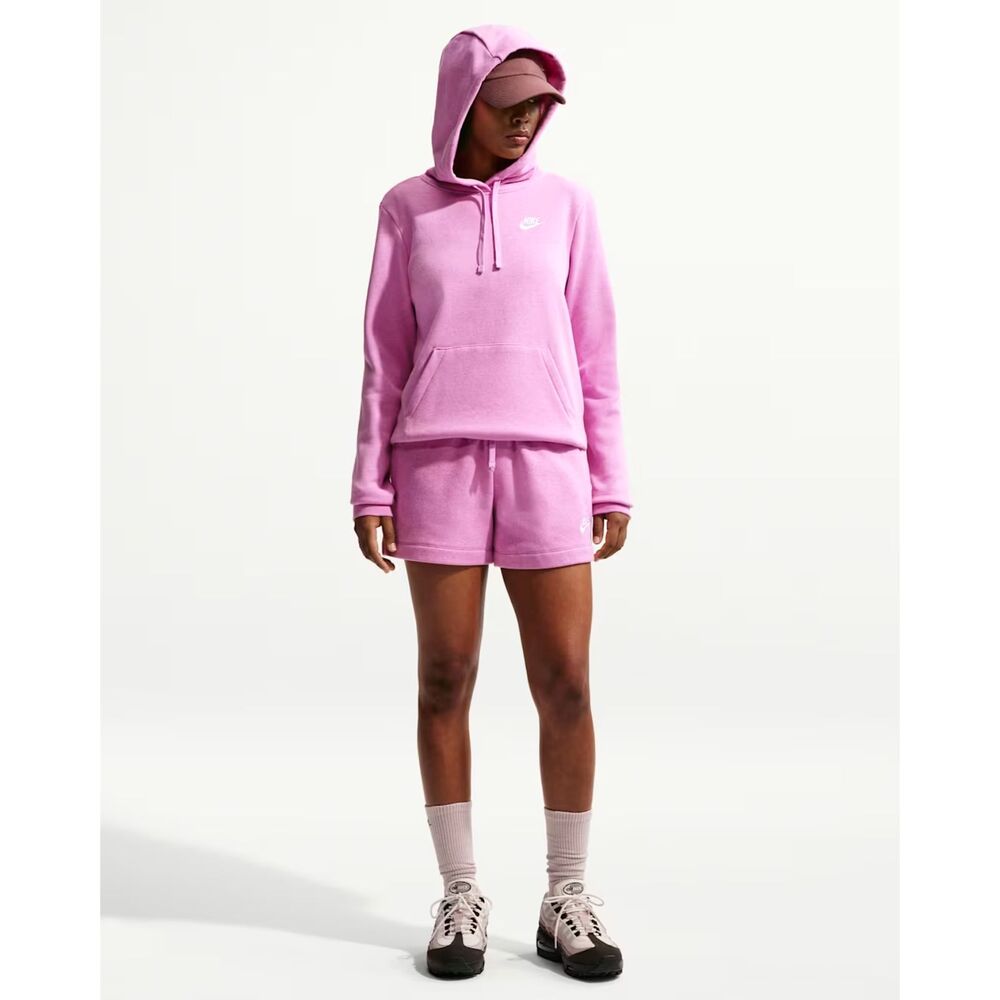 Nike Sportswear Club Pink Fleece Women's Pullover Hoodie Size Medium NWT